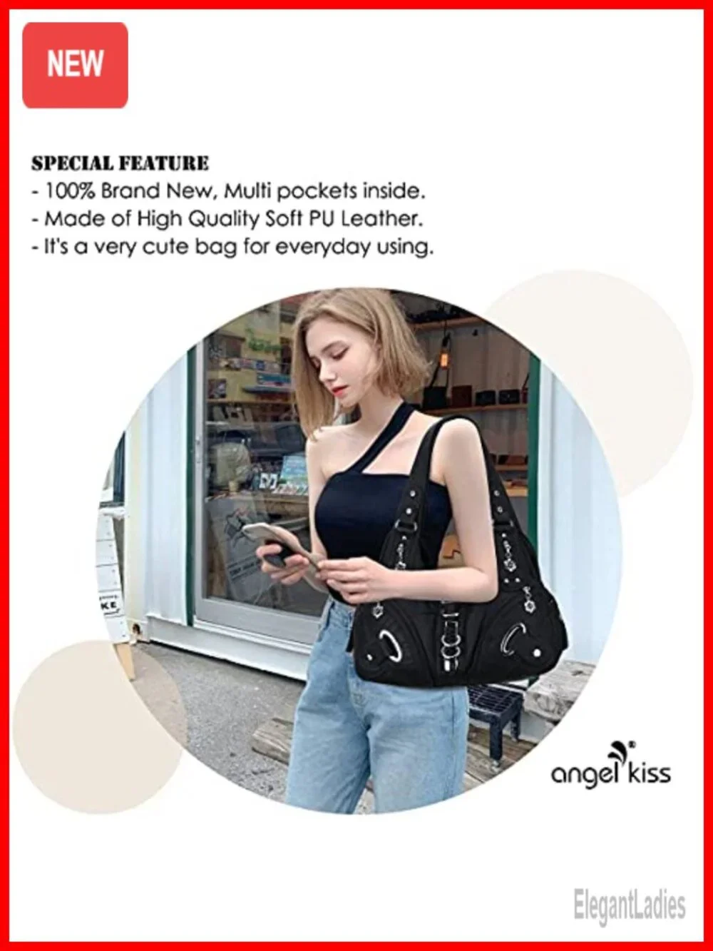 Women's Hobo Handbag Satchel Large Shoulder Bag Washed PU Leather Crossbody